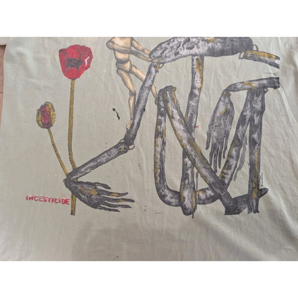 Authentic Vintage 90's Nirvana Incesticide ANVIL TAG Green T-Shirt Size XL RARE - Picture 4 of 16